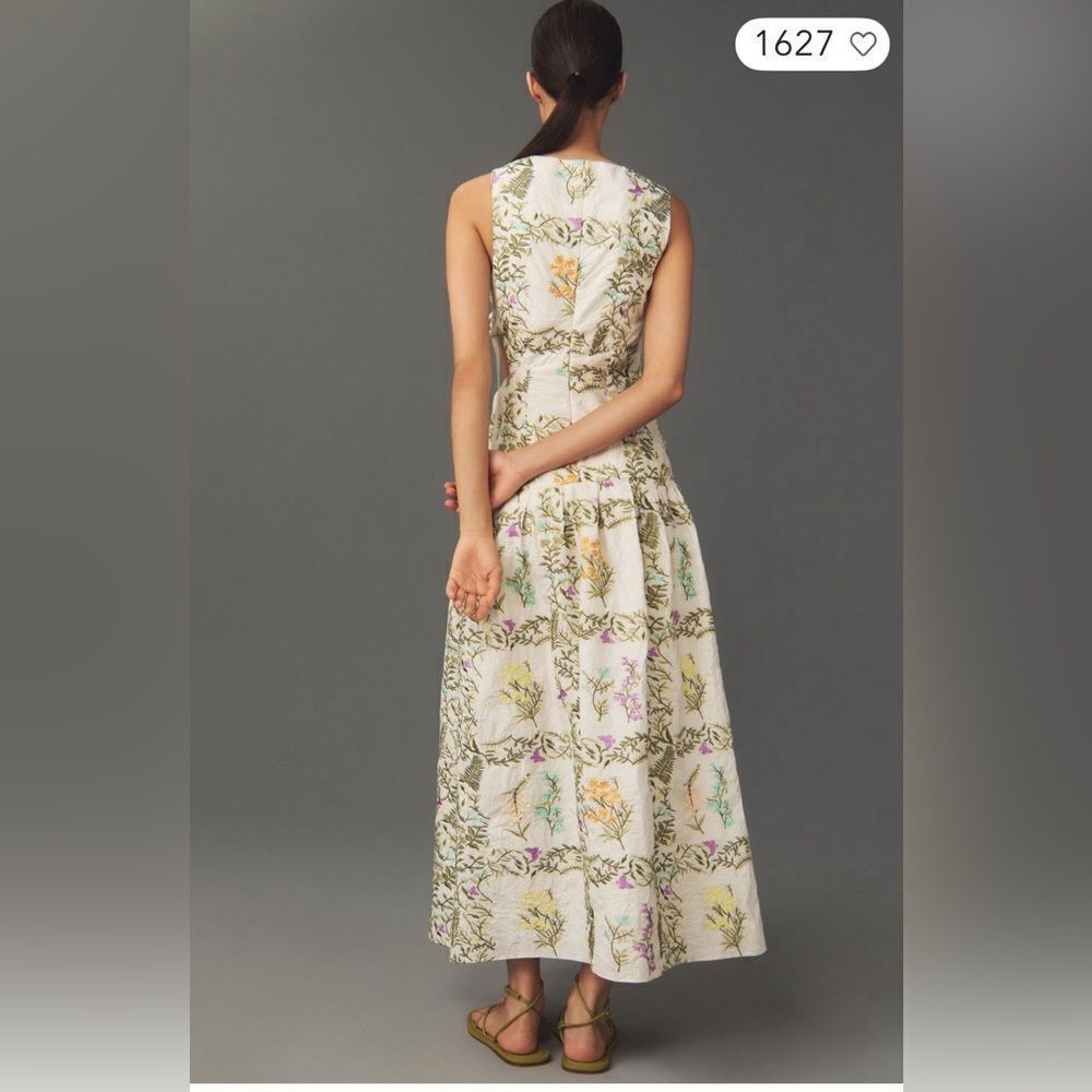 Anthropologie Forever That Girl Drop-Waist Floral Cutout Maxi Dress / size S - Picture 4 of 12